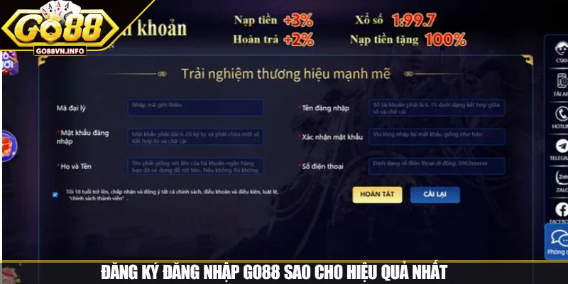Đăng ký đăng nhập GO88 sao cho hiệu quả nhất 